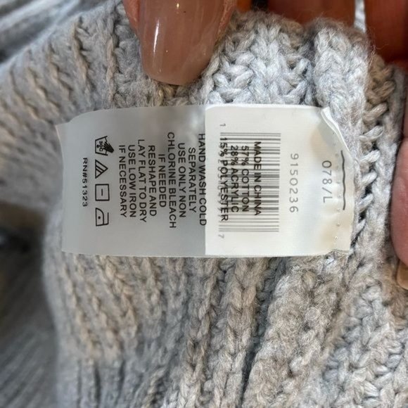 Vince Camuto Cable Stitch 3/4 Sleeve Mock Neck Relaxed Fit Mixed Knit Sweater - Picture 10 of 12